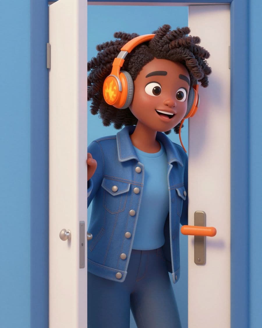 Illustration of a founder stepping through a door into learning.